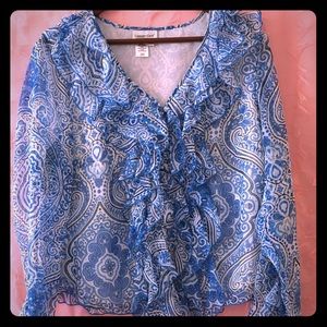 Coldwater Creek -Size PXL ruffled  sleeve blouse.